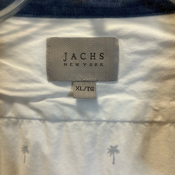 Men’s XL button up short sleeve white shirt with mini palm tree design print - Picture 11 of 12